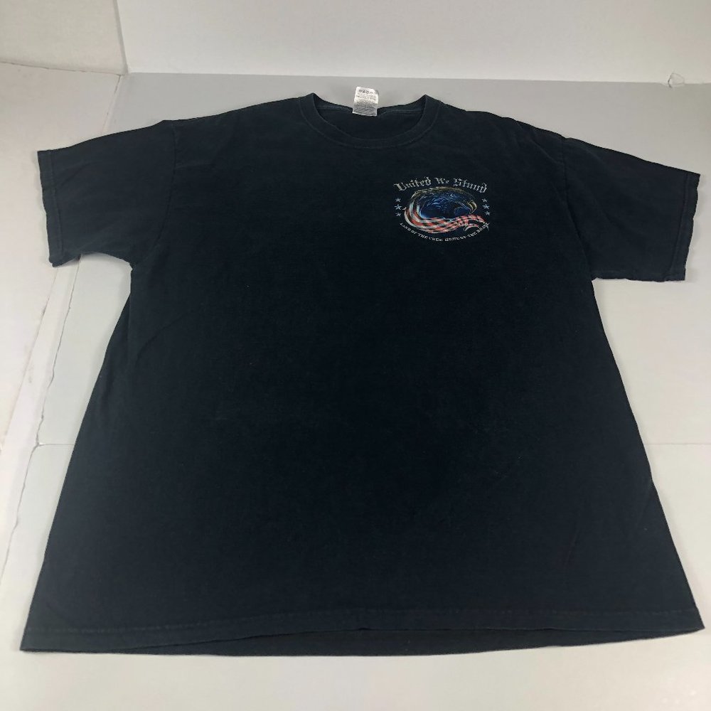 Y2K Patriotic 9/11 Shirt Men Extra Large Black Big Print United We Stand Marines